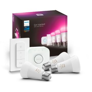 Poza cu Starter Kit Philips Hue 9W E27 White and Color Ambiance