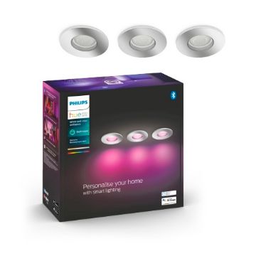 Poza cu Set 3 spoturi LED Philips Hue Xamento Chrome incastrate 3x5.7W White and Color Ambiance
