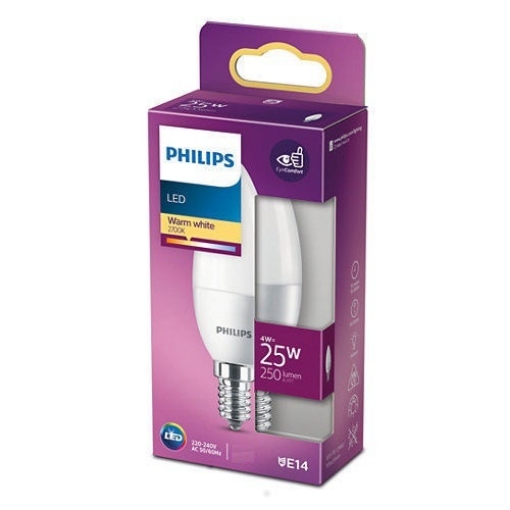 Bec LED Philips 4W B35 E14 lumina calda 250LM PS04130