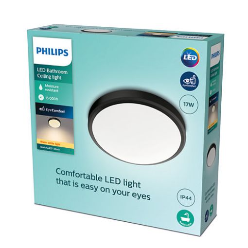 Plafoniera LED neagra baie Philips Doris CL257 17W 2700k PC02628