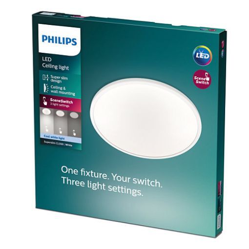 Plafoniera LED alba Philips Superslim CL550 Scene Switch 18W 4000k PC02631