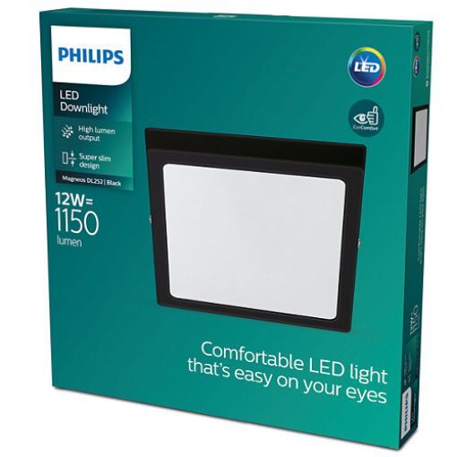 Imagine Plafoniera LED neagra Philips Magneos DL252 12W 2700k PC02668