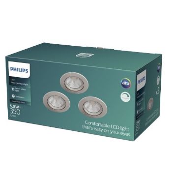 Set spoturi LED nichel incastrate Philips Sparkle SL261 3x5.5W 2700k PC02674