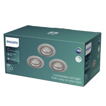 Set spoturi LED nichel incastrate Philips Sparkle SL261 3x5W 2700k PC02678