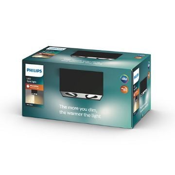 Plafoniera LED neagra Philips Box SELV 2x4.5W 2200-2700k PC02692