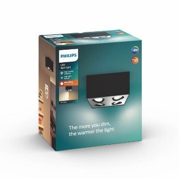 Plafoniera LED neagra Philips Box SELV 4x4.5W 2200-2700k PC02693
