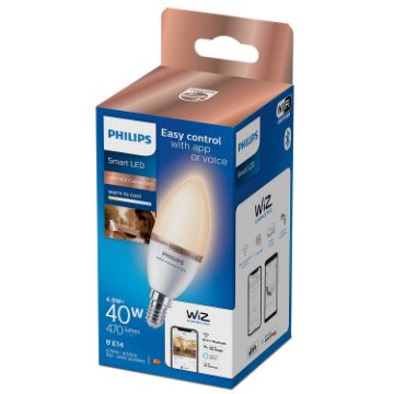 Poza cu Bec LED Philips Smart E14 C37 4.9W 470lm Tunable White