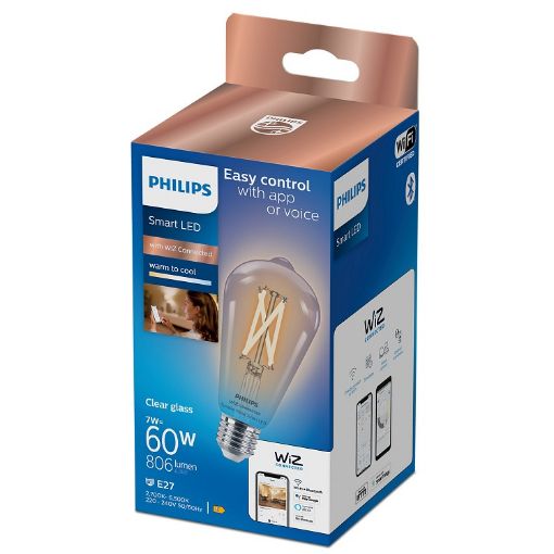 Imagine Bec LED Philips Smart Filament E27 ST64 7W 806lm Tunable White