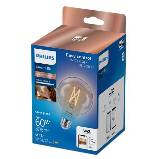 Imagine Bec LED Philips Smart Filament E27 G95 7W 806lm Tunable White