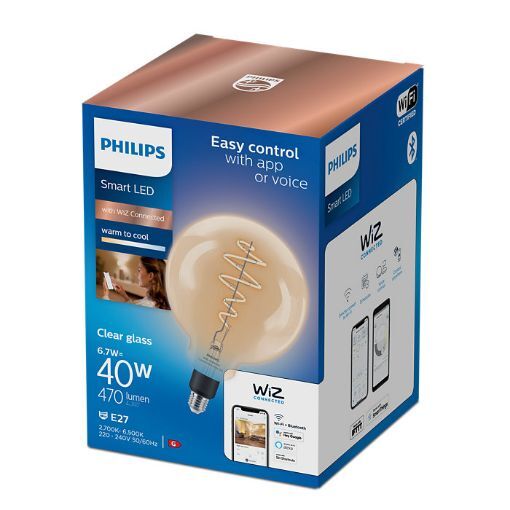 Bec LED Philips Smart Filament E27 G200 6.7W 470lm Tunable White