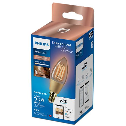 Bec LED Philips Smart Amber E14 C35 4.9W 370lm Tunable White