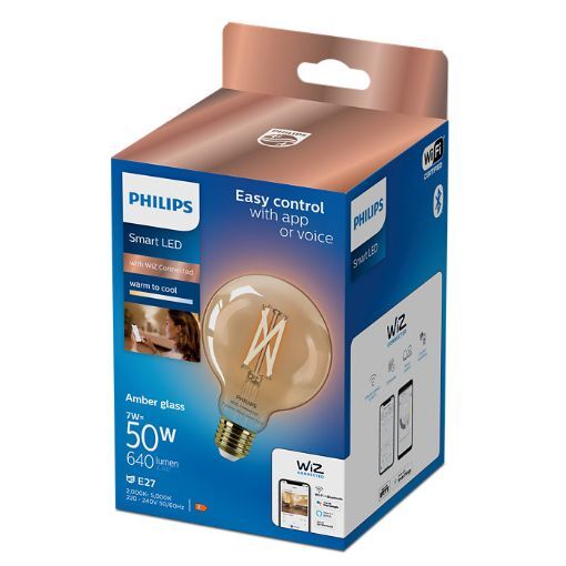 Imagine Bec LED Philips Smart Amber E27 G95 7W 640lm Tunable White