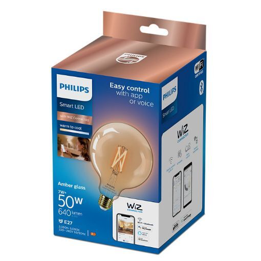 Imagine Bec LED Philips Smart Amber E27 G125 7W 640lm Tunable White