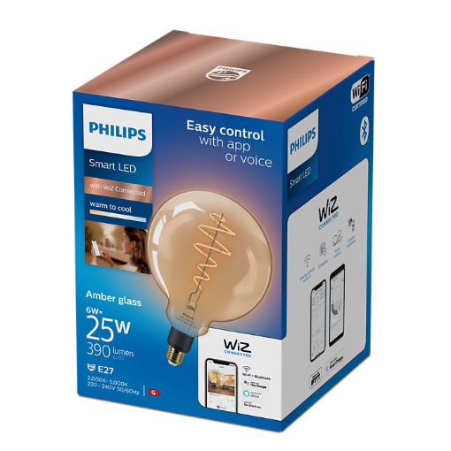Imagine Bec LED Philips Smart Amber E27 G200 6W 390lm Tunable White