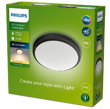 Plafoniera LED exterior Philips Doris Black 6W 600lm 2700k IP54 PC02723