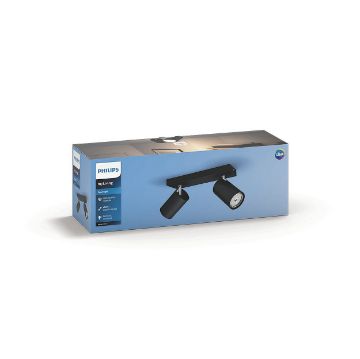 Plafoniera spot neagra Philips Kosipo 2x5.5W GU10 PC02727