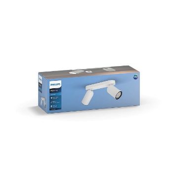 Plafoniera spot alba Philips Pongee 2x5.5W GU10 PC02733