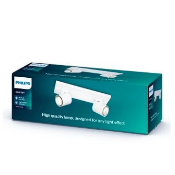 Plafoniera spot alba Philips Runner 2x20W GU10 PC02746