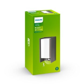Aplica exterior antracit Philips Bridge 42W E27 senzor miscare IP44 PC02766