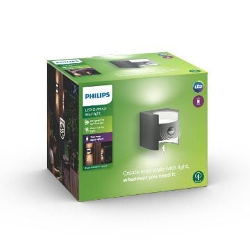 Aplica LED exterior Philips Grass Anthracite senzor miscare 2x4.5W 800lm lumina calda PC02776