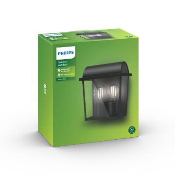 Aplica exterior neagra Philips Harvest 2x42W E27 IP44 PC02778