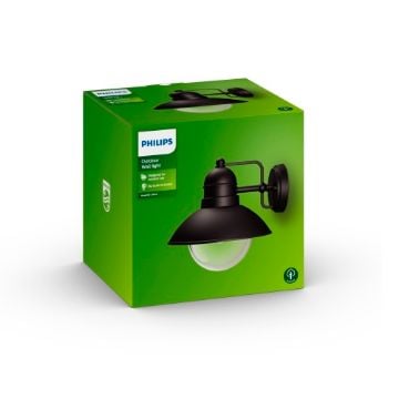 Aplica exterior neagra Philips Hoverfly 60W E27 IP44 PC02779