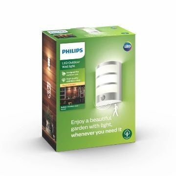 Aplica LED exterior inox Philips Python senzor miscare 6W 600lm lumina calda PC02795