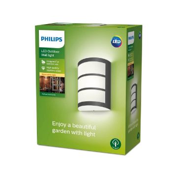 Aplica LED exterior antracit Philips Python 6W 450lm lumina calda PC02797