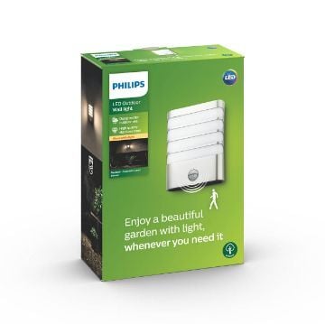 Aplica LED exterior inox Philips Raccoon senzor miscare 4W 400lm lumina calda PC02802
