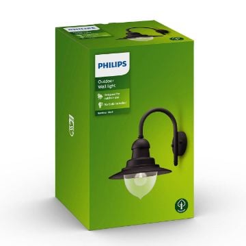 Aplica LED exterior neagra Philips Raindrop 60W E27 IP44 PC02803