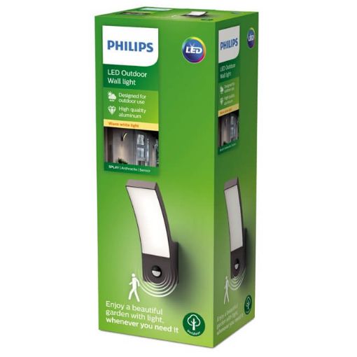 Aplica LED exterior antracit Philips Splay senzor miscare 12W 1100lm lumina calda PC02814