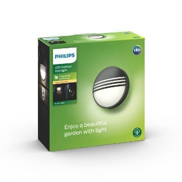 Aplica LED exterior neagra Philips Yarrow 6W 600lm lumina calda PC02828