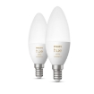 Set 2 becuri LED Philips Hue BT E14 B39 5.2W 470lm White Ambiance