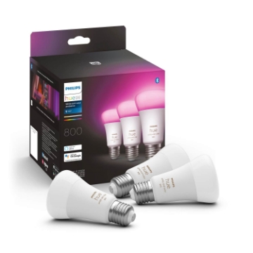Set 3 becuri LED Philips Hue BT 6.5W E27 White and Color Ambiance