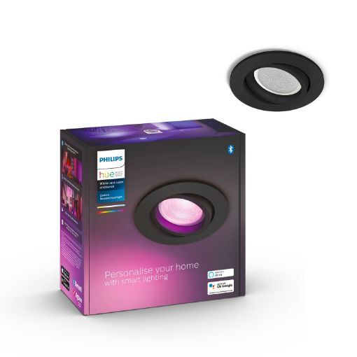 Spot LED Philips Hue Centura Black incastrat 5.7W White and Color Ambiance