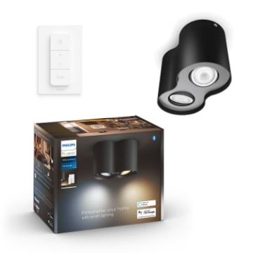 Spot aplicat Philips Hue Pillar Black BT 2x5W White Ambiance