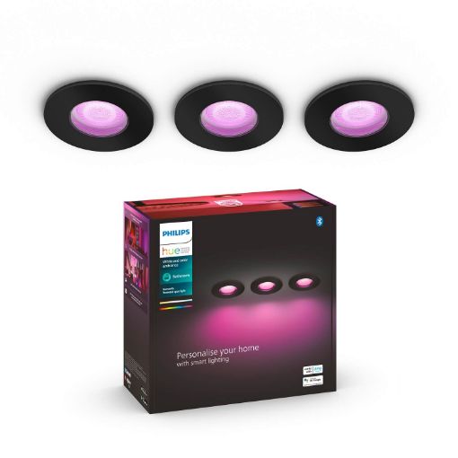Set spoturi negre baie Philips Hue Xamento BT 3x5.7W White and Color Ambiance