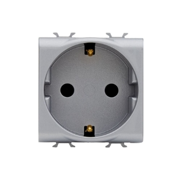 Priza modulara schuko Gewiss Chorus standard german 2 module 16A 2P+E titan GW14241