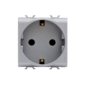 Priza modulara schuko Gewiss Chorus standard german 2 module 16A 2P+E titan GW14241