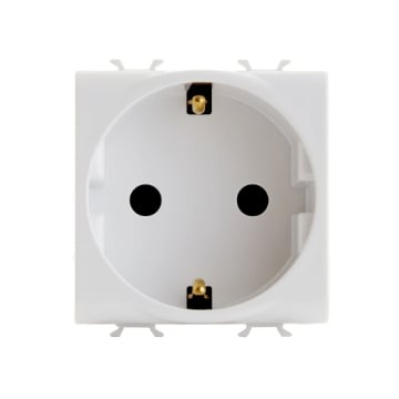 Priza modulara schuko standard german 2 module 16A 2P+E Gewiss Chorus alb GW10241