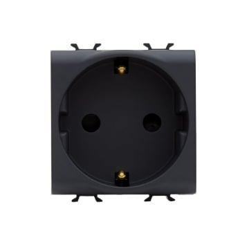 Priza modulara schuko Gewiss Chorus standard german 2 module 16A 2P+E negru GW12241