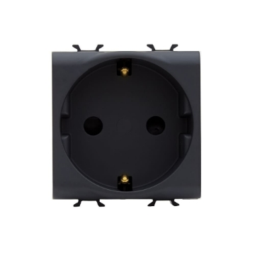 Priza modulara schuko Gewiss Chorus standard german 2 module 16A 2P+E negru GW12241
