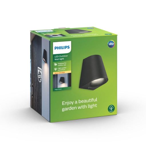 Aplica LED exterior Philips Virga Black 4W lumina calda PC02127
