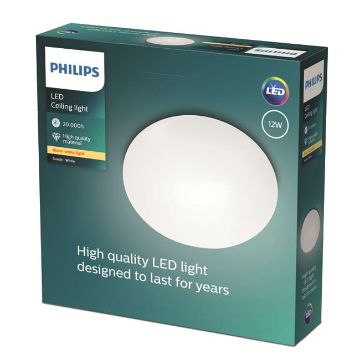 Plafoniera LED alba Philips Suede 12W lumina calda PC02225