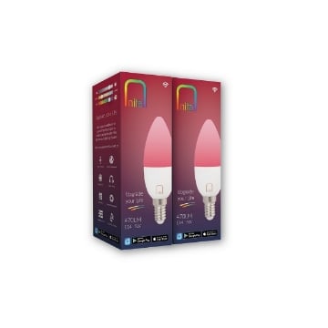 Set 2 becuri LED Nita Smart WIFI Bluetooth C37 5W E14 470lm RGBW