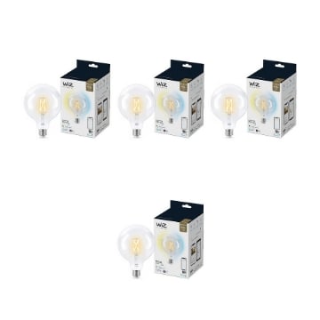 Pachet 3+1 becuri LED WiZ smart WIFI E27 G125 Filament Clear 806lm Tunable White