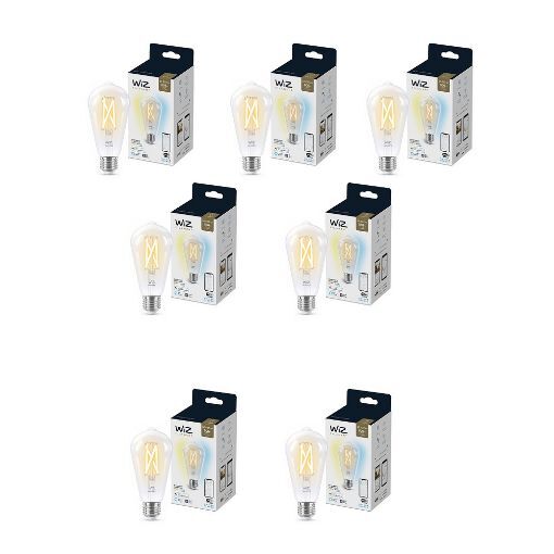 Pachet 5+2 becuri LED WiZ smart WIFI E27 ST64 Filament Clear 806lm Tunable White