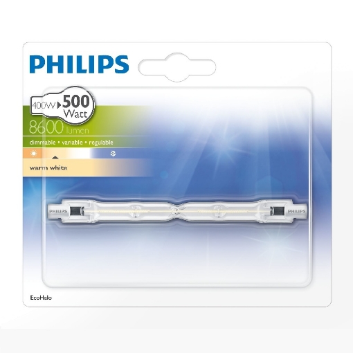 Bec halogen liniar Philips EcoHalo R7S 400W 8600lm 2900k lumina calda PS03532