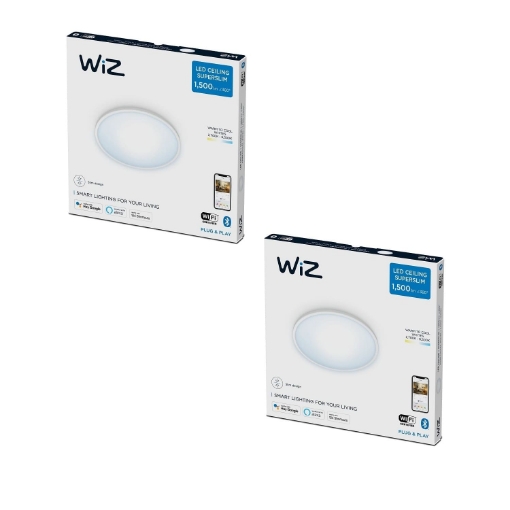 Pachet 2 Plafoniere LED WiZ SuperSlim White 16W 1500lm WiFi BT lumina alba reglabila