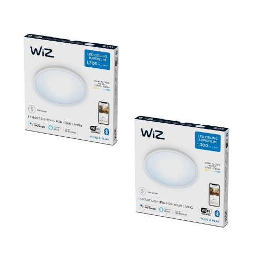Pachet 2 Plafoniere LED WiZ SuperSlim White 14W 1300lm WiFi BT lumina alba reglabila